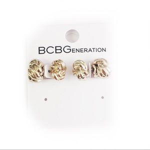 BCBGENERATION EARRINGS JACKET GOLD TONE FRONT BACK